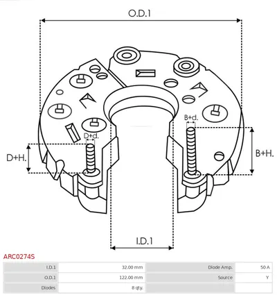 Rectifier, alternator AS-PL ARC0274S