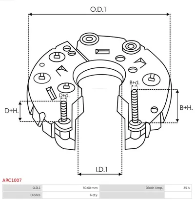 Rectifier, alternator AS-PL ARC1007