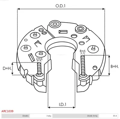 Rectifier, alternator AS-PL ARC1039