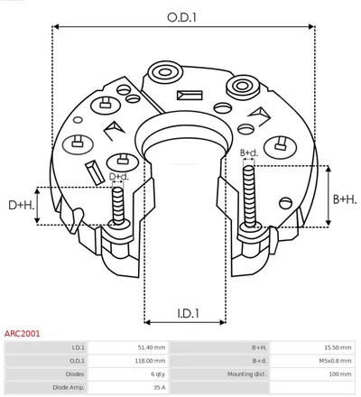 Rectifier, alternator AS-PL ARC2001