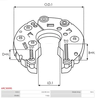 Rectifier, alternator AS-PL ARC3009S