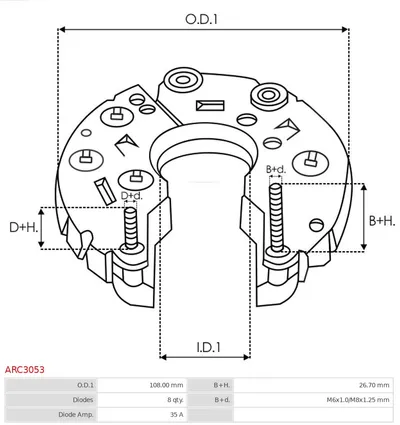 Rectifier, alternator AS-PL ARC3053