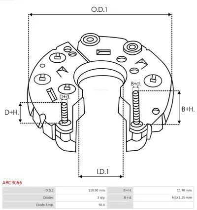 Rectifier, alternator AS-PL ARC3056