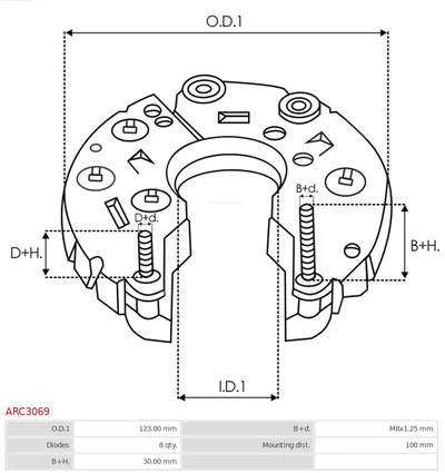 Rectifier, alternator AS-PL ARC3069