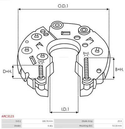 Rectifier, alternator AS-PL ARC3123