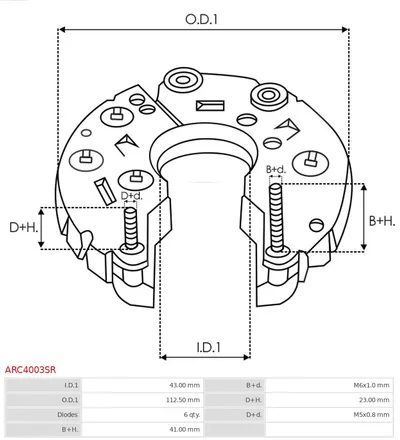 Rectifier, alternator AS-PL ARC4003SR