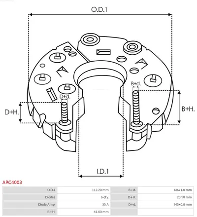 Rectifier, alternator AS-PL ARC4003
