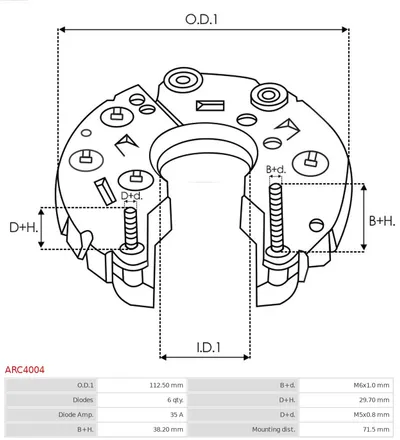 Rectifier, alternator AS-PL ARC4004