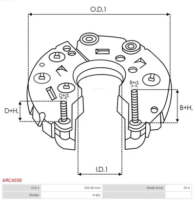 Rectifier, alternator AS-PL ARC4030