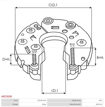 Rectifier, alternator AS-PL ARC5038