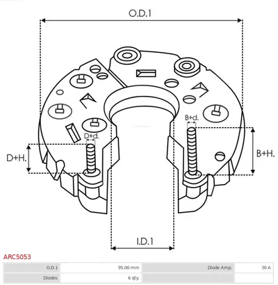 Rectifier, alternator AS-PL ARC5053