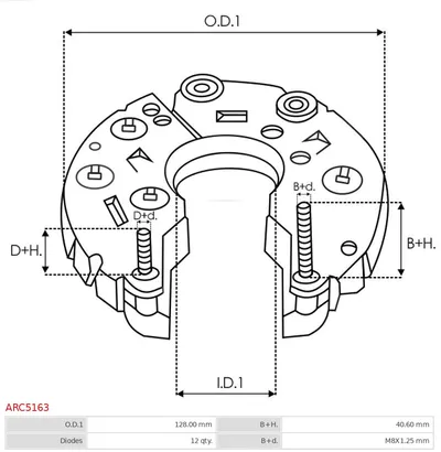 Rectifier, alternator AS-PL ARC5163