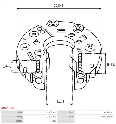 Rectifier, alternator AS-PL ARC5196S