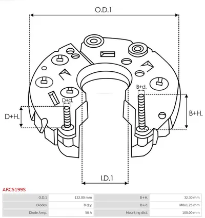 Rectifier, alternator AS-PL ARC5199S