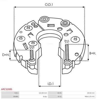 Rectifier, alternator AS-PL ARC5208S
