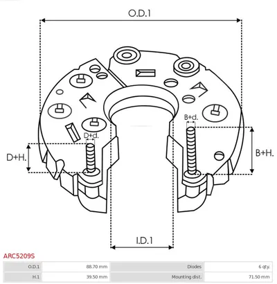 Rectifier, alternator AS-PL ARC5209S