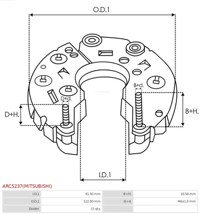 Rectifier, alternator AS-PL ARC5237 (MITSUBISHI)