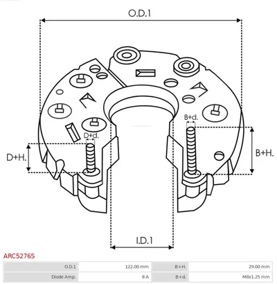Rectifier, alternator AS-PL ARC5276S