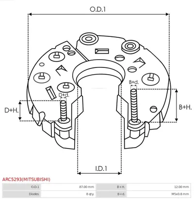 Rectifier, alternator AS-PL ARC5293(MITSUBISHI)