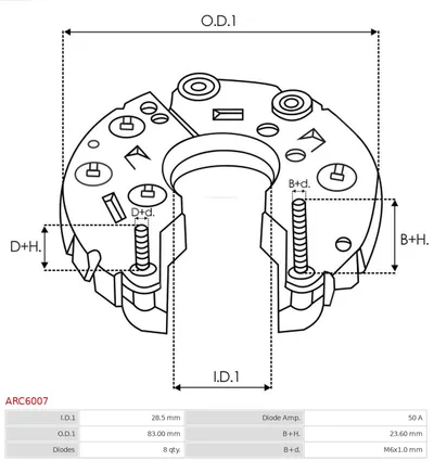 Rectifier, alternator AS-PL ARC6007