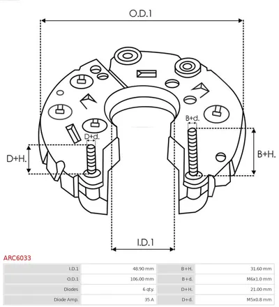 Rectifier, alternator AS-PL ARC6033