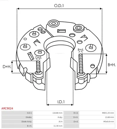 Rectifier, alternator AS-PL ARC9024