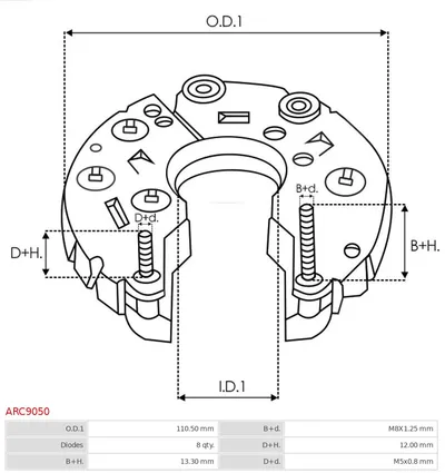 Rectifier, alternator AS-PL ARC9050