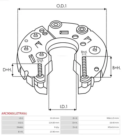 Rectifier, alternator AS-PL ARC9060 (LETRIKA)
