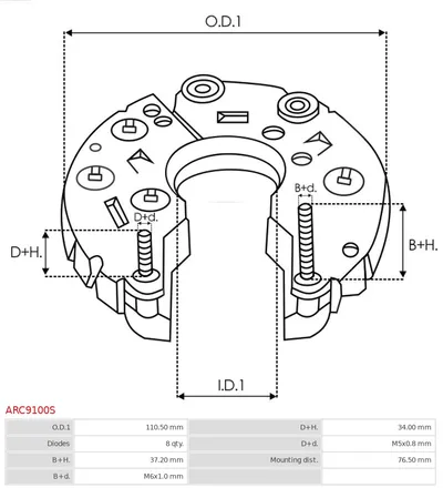 Rectifier, alternator AS-PL ARC9100S