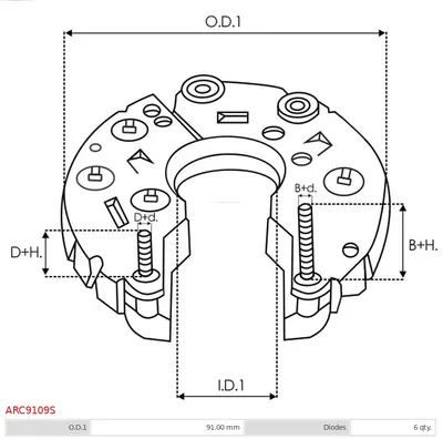 Rectifier, alternator AS-PL ARC9109S