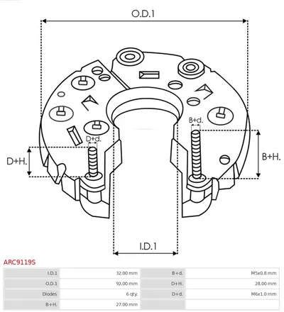 Rectifier, alternator AS-PL ARC9119S