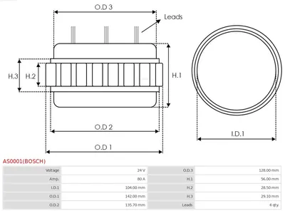 Stator, generator AS-PL AS0001(BOSCH)