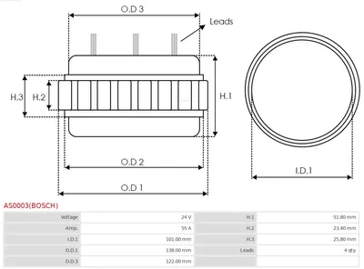 Stator, generator AS-PL AS0003(BOSCH)