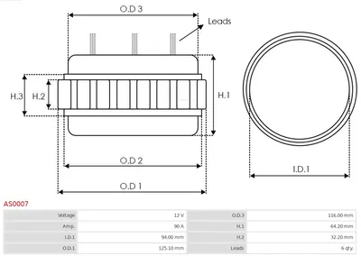 Stator, generator AS-PL AS0007
