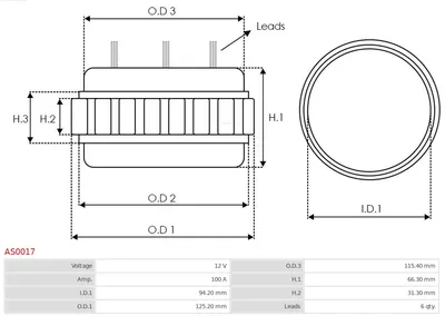 Stator, generator AS-PL AS0017