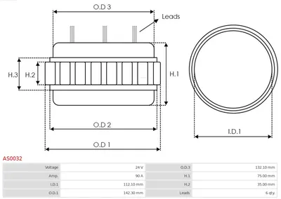 Stator, generator AS-PL AS0032