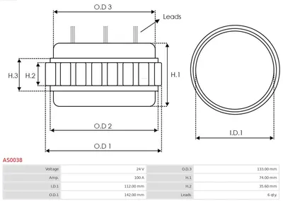 Stator, generator AS-PL AS0038