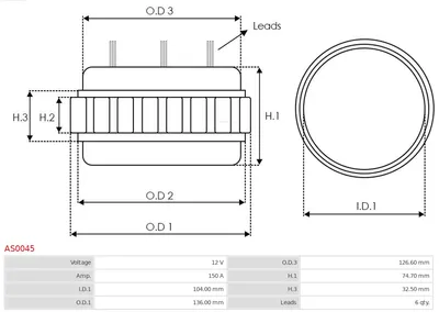 Stator, generator AS-PL AS0045