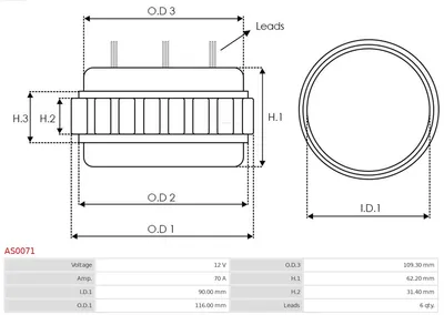 Stator, generator AS-PL AS0071