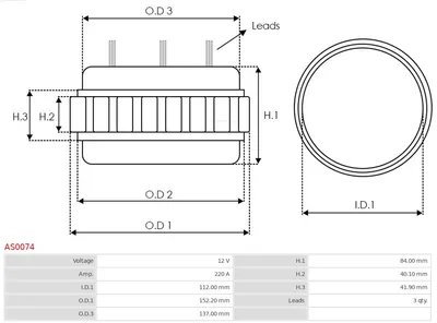 Stator, generator AS-PL AS0074