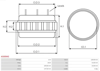Stator, generator AS-PL AS0094S