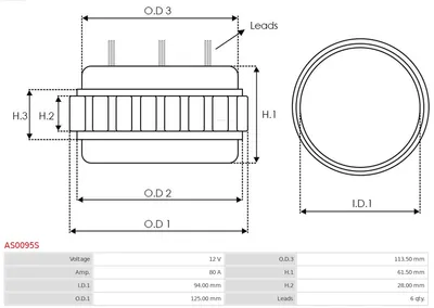 Stator, generator AS-PL AS0095S