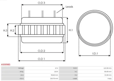 Stator, generator AS-PL AS0098S