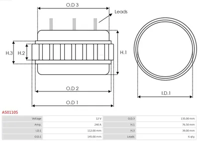 Stator, generator AS-PL AS0110S