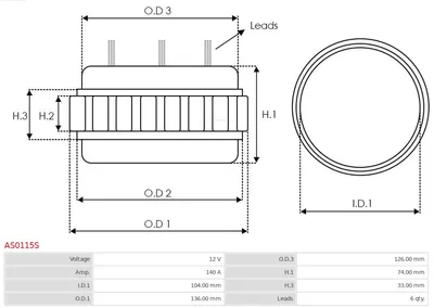 Stator, generator AS-PL AS0115S