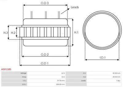 Stator, generator AS-PL AS0118S
