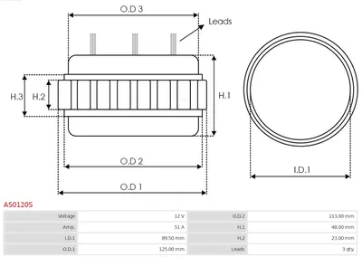 Stator, generator AS-PL AS0120S