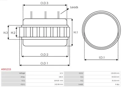 Stator, generator AS-PL AS0121S