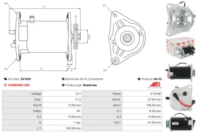 Alternator starter AS-PL S2165S