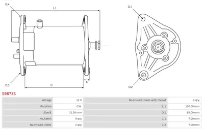 Starter engine AS-PL S9873S